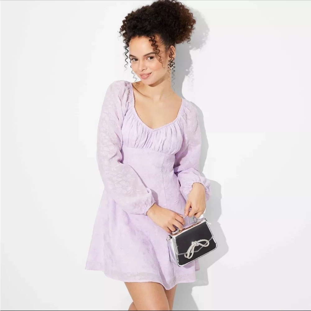 Wild Fable lilac purple violet fit and flare peasant style dress